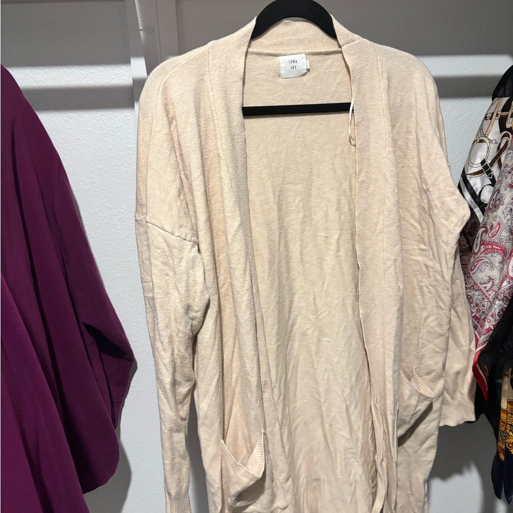 Zara Beige Open Front Cardigan